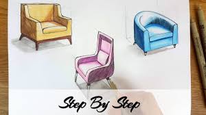 How To Draw Chairs In Two Point Perspective Step By Step Youtube Drawing Furniture Point Perspective One Point Perspective
