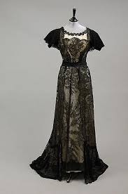 Ca 1890 1900 Comprising Yellow Silk Ball Gown With Black Bead Lace Overlay Historical Dresses Vintage Gowns Edwardian Dress