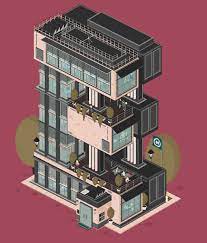 amazing gifs of inhabited buildings shaped like letters of the alphabet designfaves building illustration isometric art whimsical typography