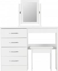For aesthetic purposes, we recommend modern and white dressing tables to match with contemporary décor, conversly, solid wooden dressing tables bring a dependable. Nevada 4 Drawer Dressing Table Set White Gloss Low Cost Furniture Direct
