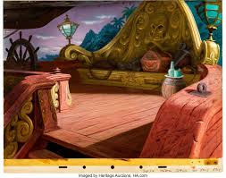 Peter Pan Key Master Background Walt Disney 1953 Animation Background Painting Chalk Pictures