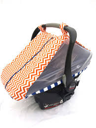 Fitted Cotton Car Seat Cover For Spring Summer Orange Chevron Fitted Infant Carseat Canopy Mosquito Net Baby Car Seats Infant Car Seat Cover Carseat Cover