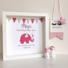 New Baby Gift Personalised Baby Gift Elephant Frame Etsy Personalized Baby Gifts Baby Shadow Box New Baby Gifts