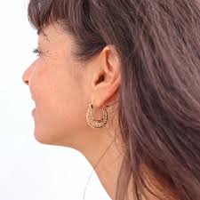 Filigree Gold Hoop Earrings for Woman, Lace Hoop Earrings