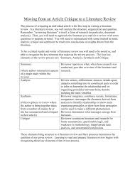 And contact us for more information. Moving From An Article Critique To A Literature Review