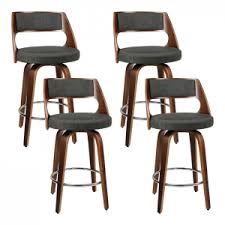 This stool sits on four splayed, tapered legs with a footrest that provides stability and support. Artiss 4x Wooden Bar Stools Swivel Bar Stool Kitchen Chairs Charcoal Fabric