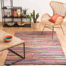 Here, it feels like home. Flechtteppich Aus Baumwolle 140 X 200 Cm Bunt Roulotte Maisons Du Monde