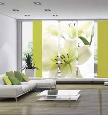 Lilie Weiss Grun Flachenvorhang 3 Teiliges Set Wohn Design Flachenvorhang Vorhange