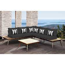 At the same time, suburban developers brought modern style to the masses, creating tract homes using the same design principles. Solis Artem 2 Piece Outdoor Sectional Patio Set Blk Blk Wht Pillows