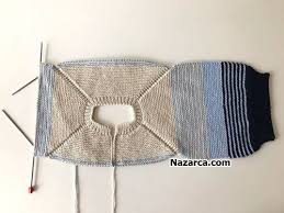 Cizgili Tek Parca Orulen Cocuk Hirka Nazarca Com Baby Knitting Patterns Mavi Kazak Hirka