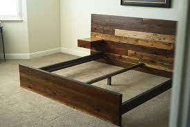 Distressed Wood Bed Frame Rustic Wood Bed Wood Platform Bed Wood Bed Frame The total cost of the bed frame was about $330. distressed wood bed frame rustic wood