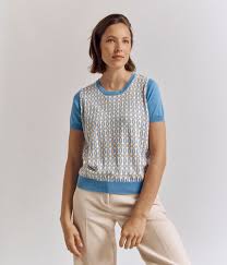 61 % coton, 33 % polyester, 6 % élasthanne. Pull Manches Courtes En Soie Et Coton Devernois