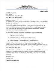 Include examples of your accomplishments in past jobs as a teacher. Music Teacher Cover Letter Sample