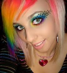 I Love The Emo Style They Got All The Cool Stuff Rainbow Makeup Rainbow Hair Emo Makeup