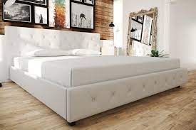 Dhp upholstered dakota platform bed with storage. Dhp Dakota Upholstered Platform Bed King Size Frame White Walmart Com Walmart Com