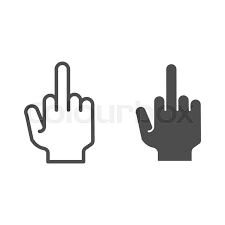 Christmas or new year card on blue background with grinch hand with gesture. Fuck You Hand Line And Glyph Icon Stock Vector Colourbox