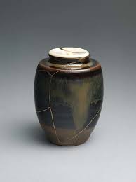 Chaire Tea Jar Porcelain Decor Japanese Pottery