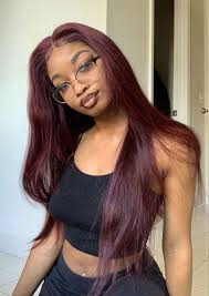 Follow me on instagram : Thriving Hair Virgin Human Hair Pure Burgundy Red Color Silky Straight Lace Front Wigs For Women V89 Front46 Hair Color For Black Hair Hair Styles Wine Hair