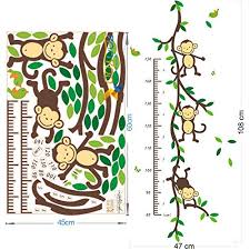 Funnypicker Monkeys Growth Chart Wall Decals Kids Playroom