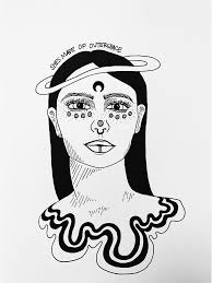 Black and White Outer Space Girl Print