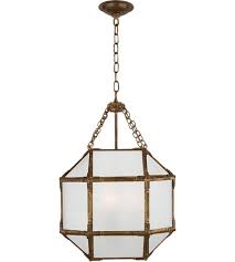 This 1 light pendant from the e. Visual Comfort Sk5008gi Fg Suzanne Kasler Morris 3 Light 14 Inch Gilded Iron Foyer Pendant Ceiling Light In Frosted Glass