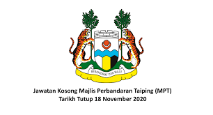 Sebut harga 24 februari 2021 (membina tempat letak kenderaan di wisma perbandaran taiping dan. Jawatan Kosong Majlis Perbandaran Taiping Mpt Tarikh Tutup 18 November 2020