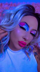 As a mother of a transgender female, my heart swells with pride, and my  first pride makeup look is a special tribute to her! The colors I’ve chosen  mirror the beautiful trans flag, while the hearts