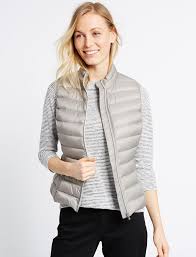 Kadin Gri Down Feather Hafif Kus Tuyu Yelek T49003598 Marks Spencer