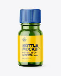 Small Green Glass Bottle With Plastic Cap Mockup Front View In Bottle Mockups On Yellow Images Object Mockups