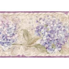 Flower phone wallpaper, flower frame, floral border design>. Purple Cream Blue Floral Wallpaper Border