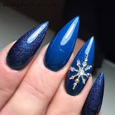Periwinkle nails blue matte nails violet nails. Long Blue Almond Nails For Christmas Manicure For Christmas And New Year 2018 Christmas Nails Blue Christmas Nails Blue Nails