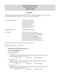 September 9 2019 Reg Mtg Minutes