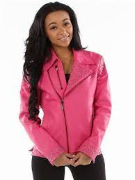 Studded Asymmetrical Pink Leather Jacket Urban Fashion Women Outerwear Jackets