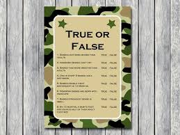 Only true fans will be able to answer all 50 halloween trivia questions correctly. True Or False Baby Shower Quiz Baby Quiz Camo Baby Shower Etsy