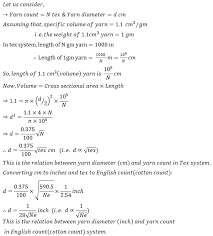 Relation Between Yarn Count And Diameter Textile Study Center Yarn Relatable Counting