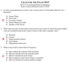 Play games, take quizzes, print and more with easy notecards. Washington Journal On Twitter Answers Cram For The Exam 2015 Ap Government Practice Questions 3 Apgov Http T Co Epcbrhgaef