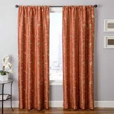 Cleopatria In Rust Pumpkin Orange Color Embroidery Pattern With Flowers And Vines Curtains In Standar Orange Curtains Colorful Curtains Curtains Living Room