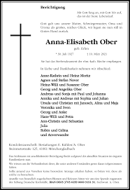 Nur noch extrem selten wird dafür ein ausformulierter. Traueranzeigen Von Anna Elisabeth Ober Trauer Und Gedenken