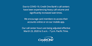We offer credit cards with valuable benefits that are perfect for everyday™. Credit One Bank On Twitter Due To Covid 19 We Have Been Experiencing Heavy Call Volume And Significantly Increased Wait Times We Encourage Card Members To Access Their Accounts Online Or On Our