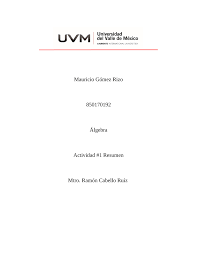 Ahora llegamos a el lugar donde buscamos el modelo matemático asi' es como encontramos nuestro modelo matemático. A 1mgr Actividad 1 Resumen Algebra Uvm Studocu