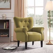 Belleze Accent High Back Chair Arm Seat Cushion W Wooden Leg Walmart Com In 2020 Brick Living Room Living Room Cushions Accent Chairs