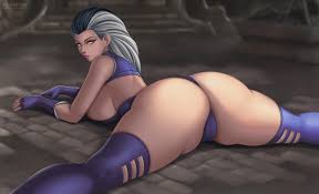 flowerxl, sindel, mortal kombat (series), 1girl, ass, bare shoulders, black  hair, breasts, cameltoe, come hither, fingerless gloves, from behind,  gloves, huge ass, large breasts, leotard, long hair, looking at viewer,  looking back,