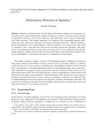 Pdf Information Structure In Japanese