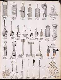 Lot of old kitchen utensils and kitchenware, from a wisconsin farm estate. Kitchen Utensils Catalogue Antique Kitchen Utensils Kitchen Utensils Illustration Vintage Kitchen Utensils