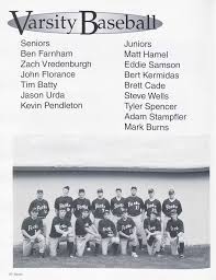 Seniors Ben Farnham Zach Vredenburgh John Florance Tim Batty Jason Urda  Kevin Pendleton Juniors Matt Hamel Eddie Samson Bert Ker