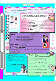 Do you have role models and idols, and who are they? All About My Partner For Girls Esl Worksheet By Ginacic