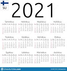 Calendar 2021 Finnish Sunday Stock Vector Illustration Of Plan Color 160171215