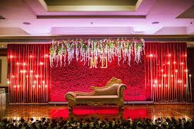 Manasa Dinesh S Red Floral Reception Decor Shribha Shribhaweddings Stagedecor Engagement Stage Decoration Wedding Stage Decorations Stage Decorations
