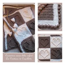 blanket plaid ecru brown crochet hearts handmade child baby newborn gift cover hook baby blanket in 2021 plaid crochet pretty blankets plaid