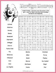 Free Printable Marilyn Monroe Word Search In 2020 Marilyn Monroe Word Search Puzzles Word Search Printables